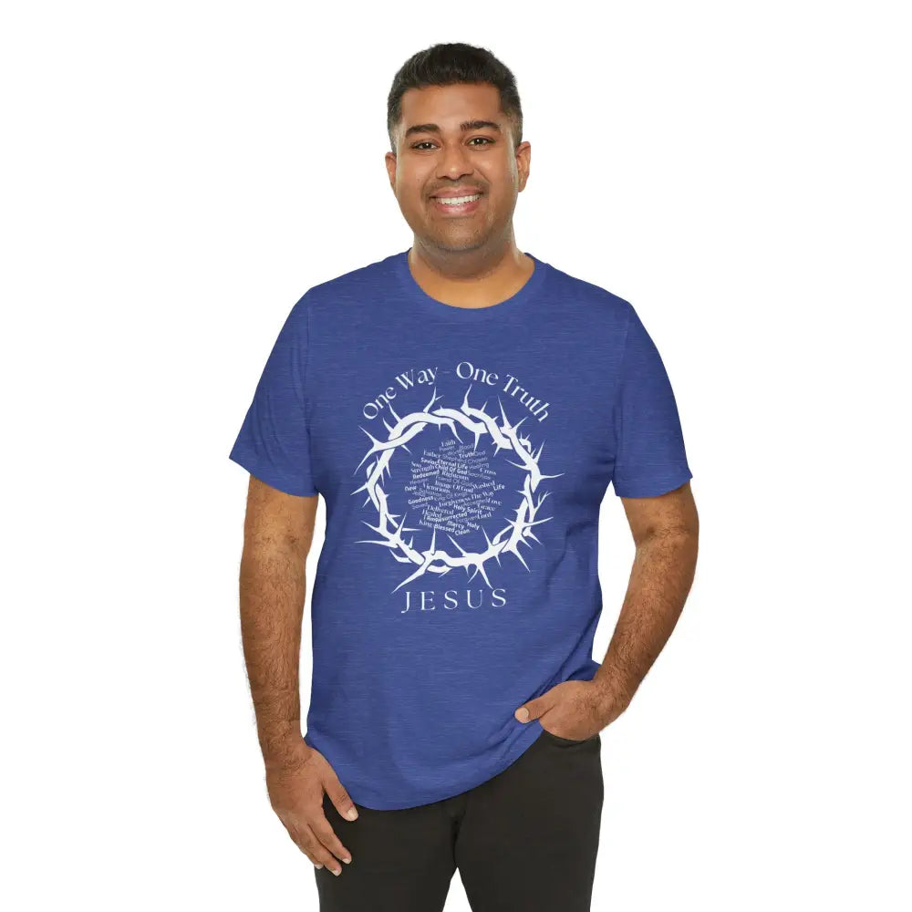 One Way – One Truth – Jesus Crown of Thorns T-Shirt – Christian Word Cloud Design - T-Shirt