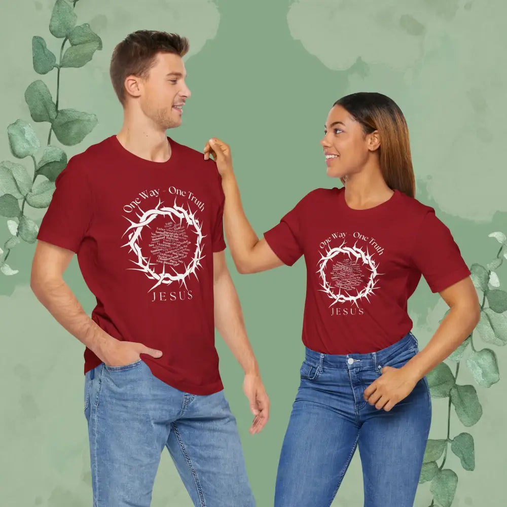 One Way – One Truth – Jesus Crown of Thorns T-Shirt – Christian Word Cloud Design - T-Shirt