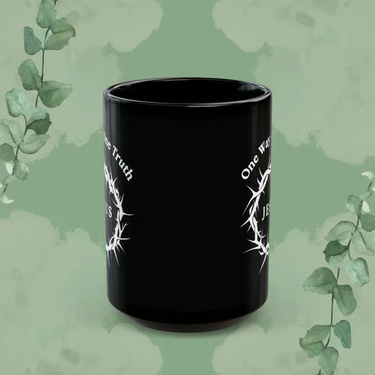 One Way – One Truth – Jesus Mug (Crown of Thorns Christian Coffee Cup) - 15oz - Mug