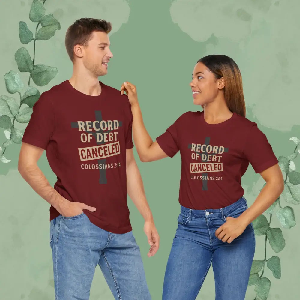 Record of Debt Canceled Christian T-Shirt | Colossians 2:14 Gospel Tee - T-Shirt