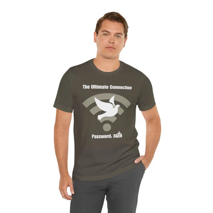 “The Ultimate Connection – Password: FAITH” Christian T Shirt – Bold Tech Inspired Faith Statement T Shirt