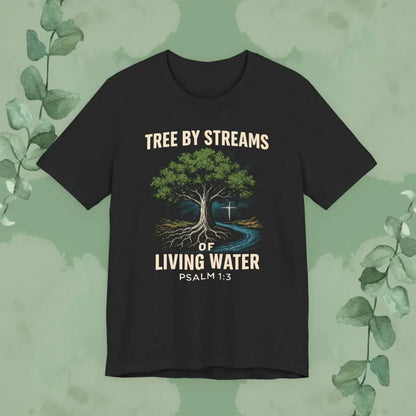 Tree by Streams of Living Water – Psalm 1:3 T Shirt Solid Black Blend / S T Shirt