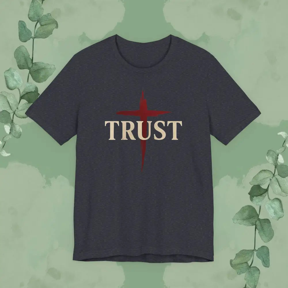 TRUST – Bold Cross Statement T-Shirt - Heather Navy / S - T-Shirt