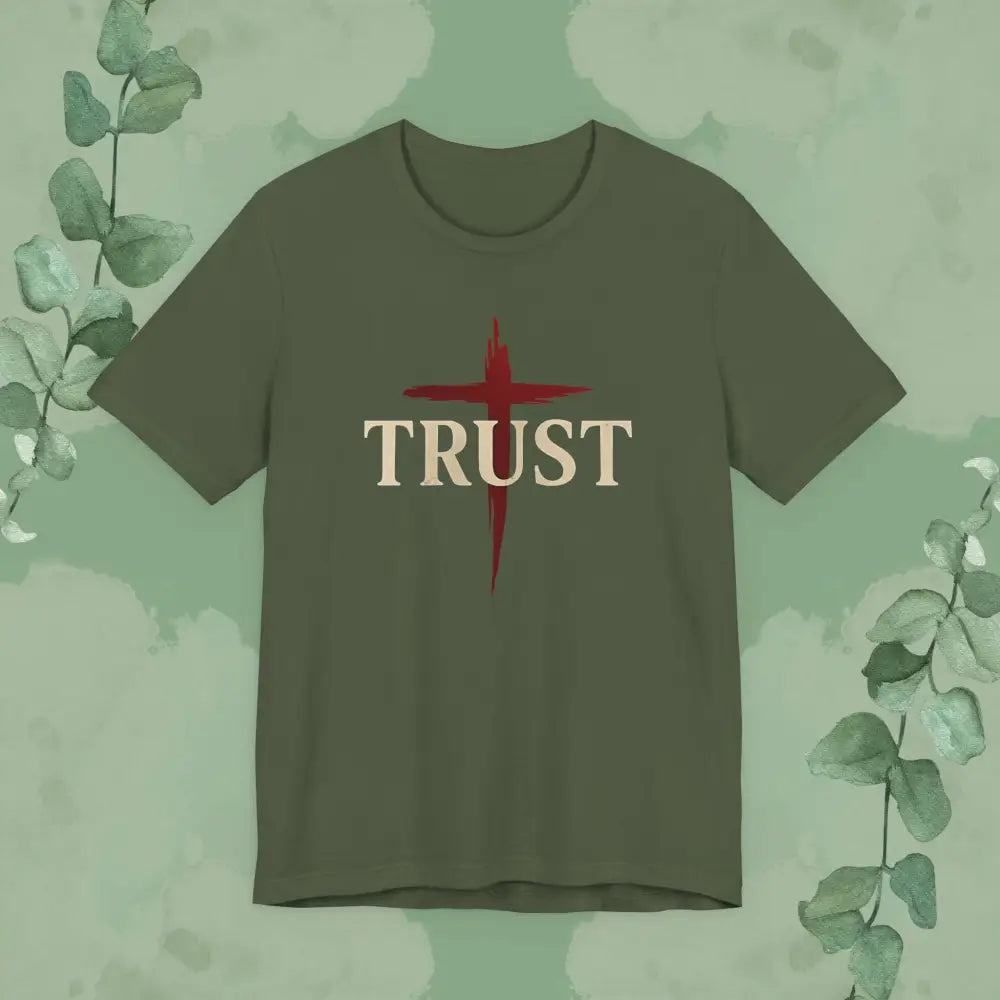 TRUST – Bold Cross Statement T-Shirt - Military Green / S - T-Shirt