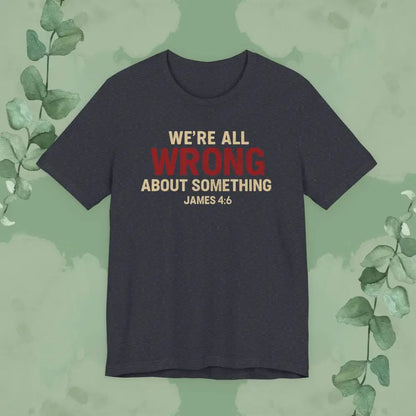 We’re All Wrong About Something – James 4:6 Christian T-Shirt | Humility Bible Verse Tee | True Vine Design - Heather