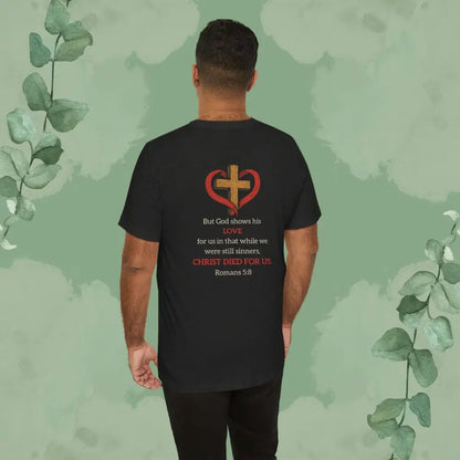 While We Were Still Sinners – Romans 5:8 Tee - Black Heather / S - T-Shirt