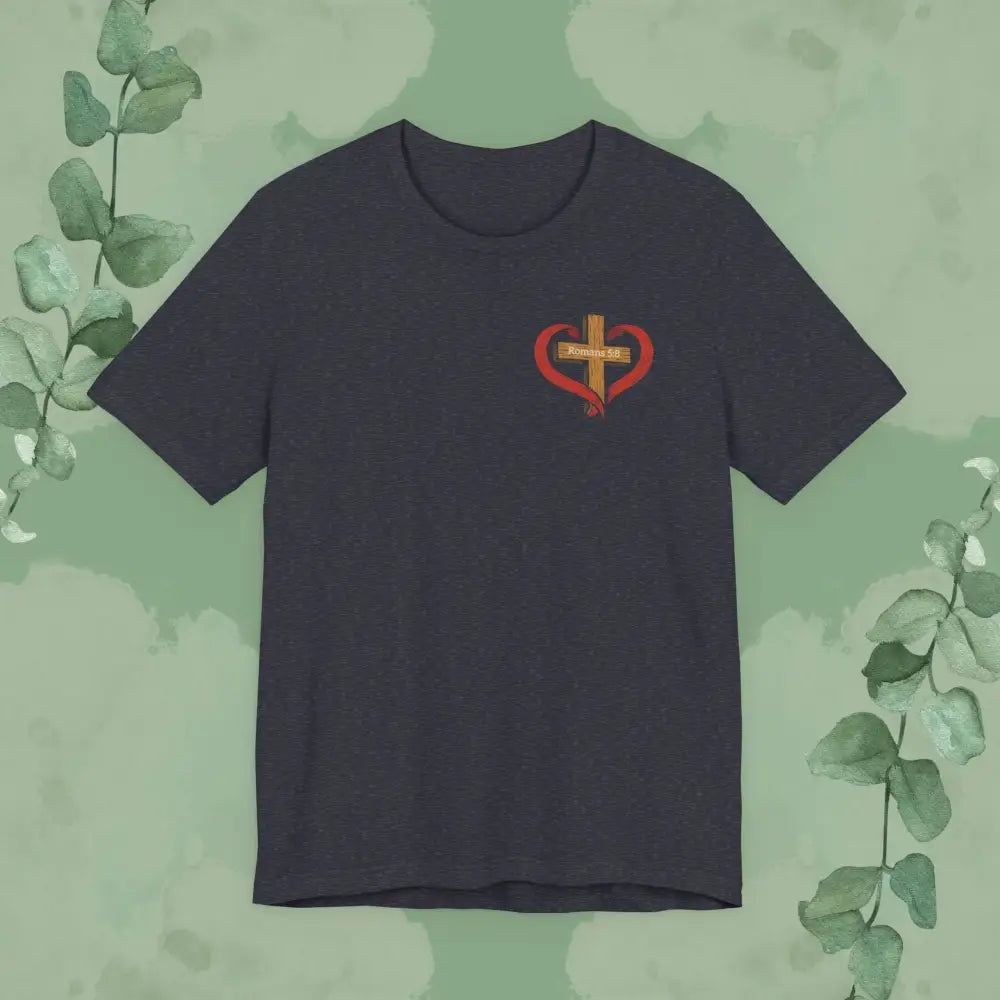 While We Were Still Sinners – Romans 5:8 Tee - Heather Navy / S - T-Shirt